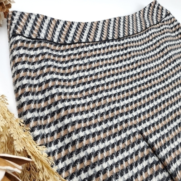 Talbots Grey Cream Black Pleated Wool Blend Skirt Sz 10p - Picture 10 of 12